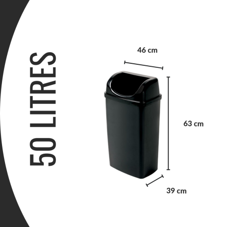 Sac poubelle - 50L - Noir - 250 sacs - 30µ