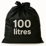 Sac poubelle à lien coulissant - 100L - Noir - 200 sacs